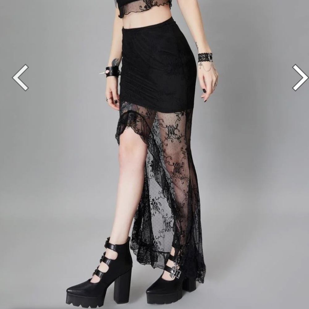 Dolls Kill Love Spell Widow Lace High Low Skirt